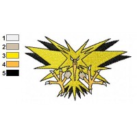 Pokemon Zapdos Embroidery Design